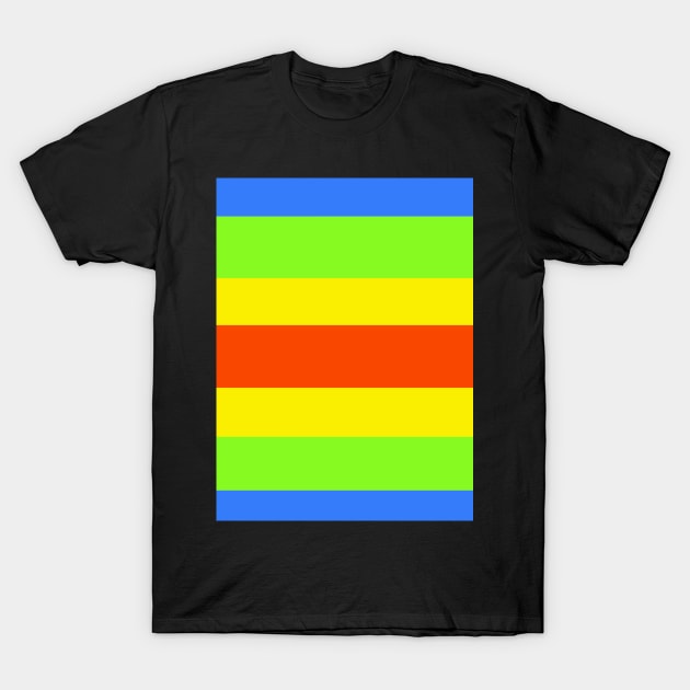 Blue, Yellow, Orange & Green Stripe T-Shirt by faiiryliite